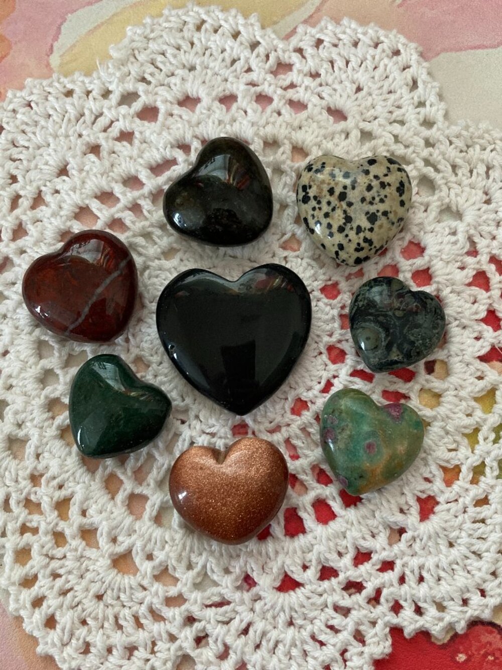 Collection of 8 Heart Shaped Stones
